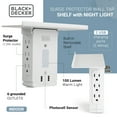 thumbnail image 2 of Black + Decker Surge Protector Wall Tap Shelf with Night Light, 2 of 6