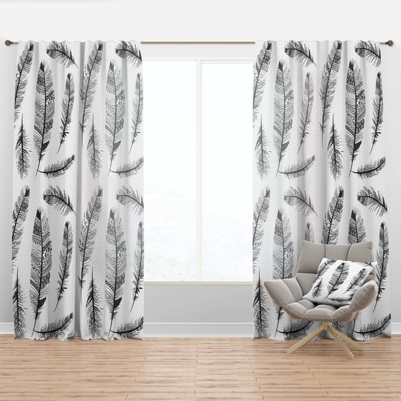 Designart 'Bird Feathers XXVIII' Vintage Curtain Panel