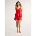 thumbnail image 4 of Joyspun Women’s and Women’s Plus Satin Cami and Shorts Pajama Set with Lace Trim, Sizes XS to 3X, 4 of 6