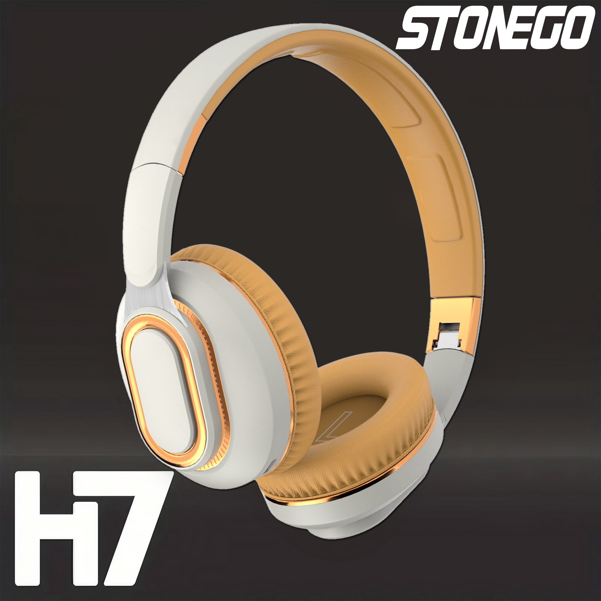 STONEGO Bluetooth Folding Headphones - Over-ear Wireless Headphones, HIFI Sound Effect, with Microphone - Great for PC Games, Music and Hands-free Calls - Comfortable and Adjustable Design