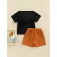 thumbnail image 5 of Bagilaanoe 2pcs Baby Boys Summer Clothes Letter Print Short Sleeve Hoodie T-shirt Tops and Casual Shorts Set, 5 of 9