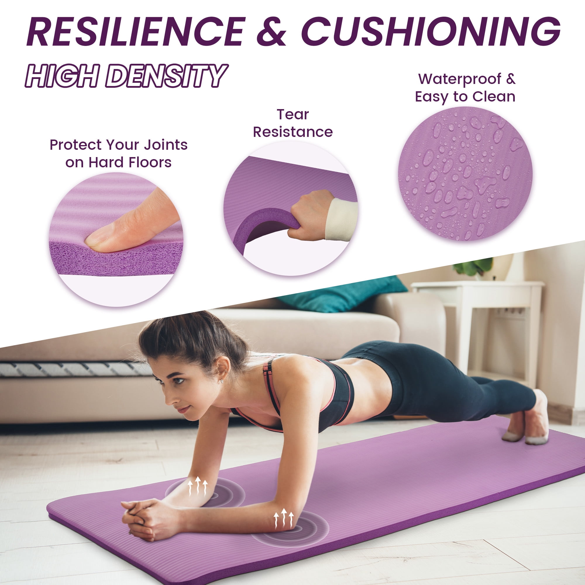 Sprint Demon Extra Thick 1" Yoga Mat - 71"x24" Non-Slip Exercise Mat with Carrying Strap, High Density Foam for Spine & Joint Support, Easy Clean & Portable for Hom，Travel，Gym