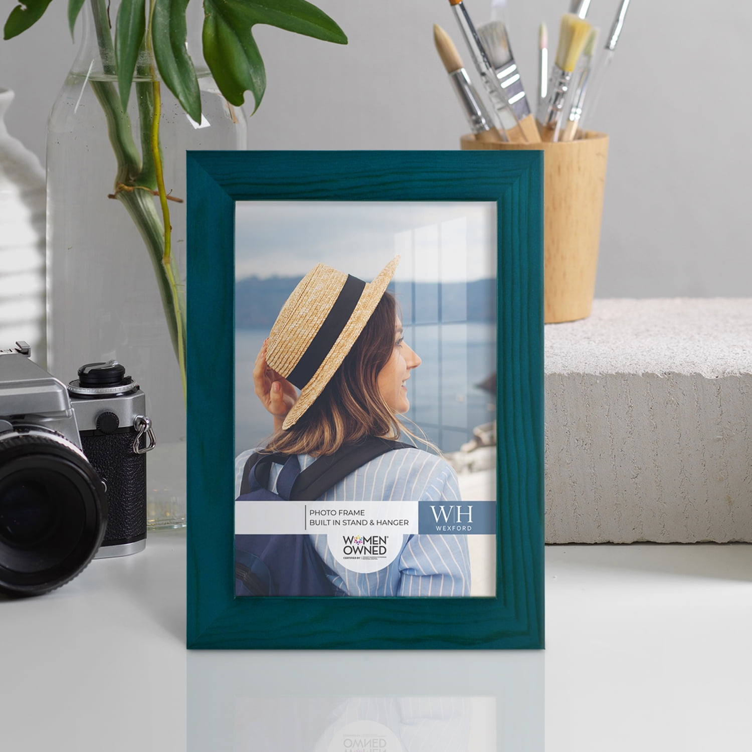 Woodgrain 5 in. x 7 in. Ocean Blue Picture Frame (Set of 2)