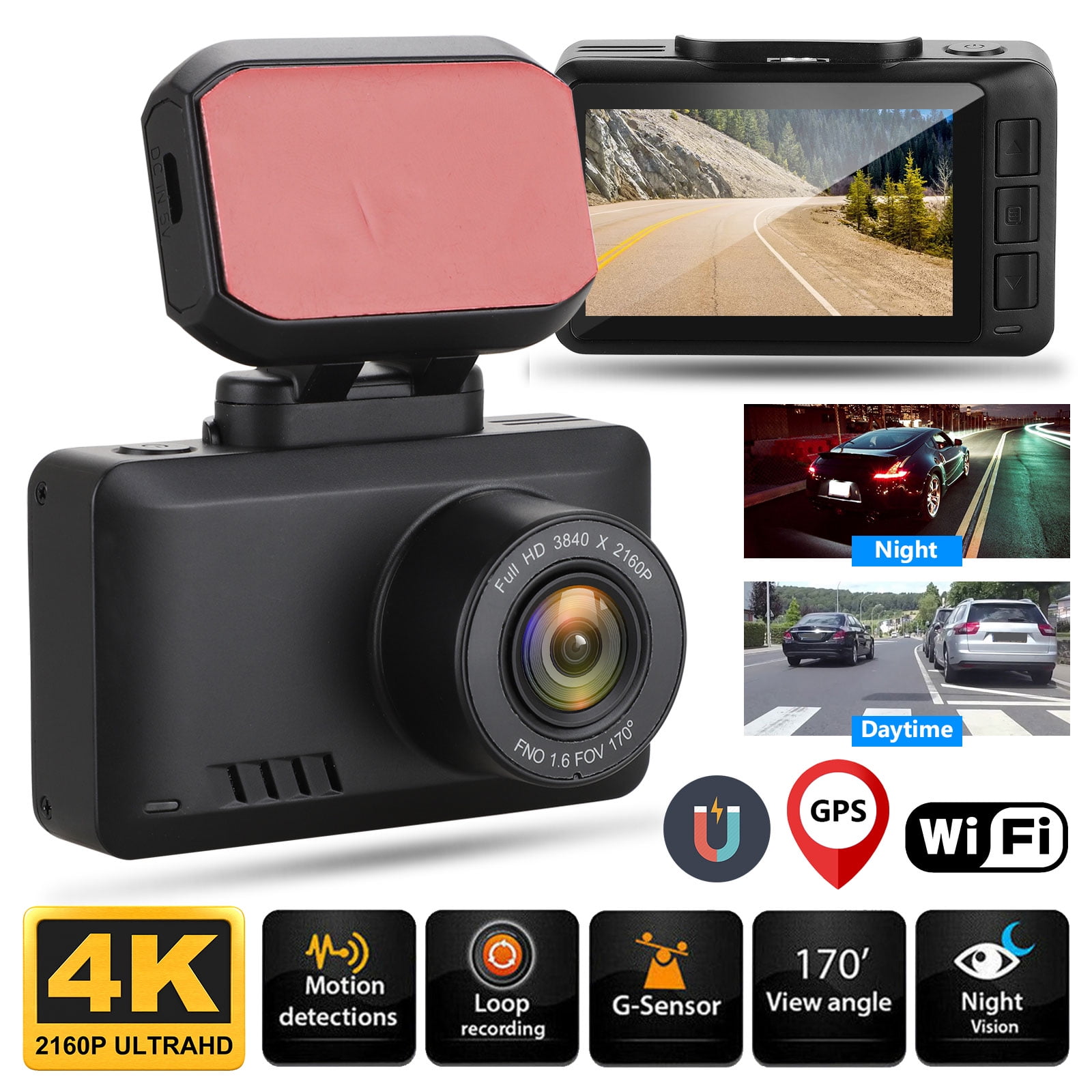 TSV 4K Car Camera WiFi Dash Board Cam with GPS Tracking Compatible with