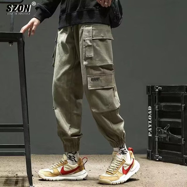 New Hong Kong Style Workwear Pants Men‘s Solid Color Versatile Loose Trendy Large Size Leggings