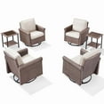 thumbnail image 2 of PARKWELL 6PCS Patio Conversation Set - Swivel Glider Chairs Set of 4 with Side Table,Outdoor Swivel Rocking Lounge Chair with No-Slip Cushions for Porch Balcony Backyard,Brown/Beige, 2 of 9