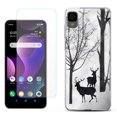 thumbnail image 1 of Slim-Fit Gel TPU Phone Case for TCL 30Z / 30 Z / 30 LE, with Tempered Glass Screen Protector, by OneToughShield ® - Forest Deer, 1 of 3