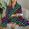thumbnail image 6 of Daiia Rainbow Hearts for Women's Long-Sleeved Pajama Set – Soft & Comfortable Sleepwear Button-Up Pajamas Cozy Lounge Wear-Small, 6 of 7