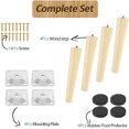 thumbnail image 5 of Juego de 4 patas de muebles de madera maciza, patas de sofá de repuesto con alfombrilla antideslizante, placa de montaje y tornillos para cama, armario, cajón (8 cm, pata en ángulo) JAMW Sencillez, 5 of 5