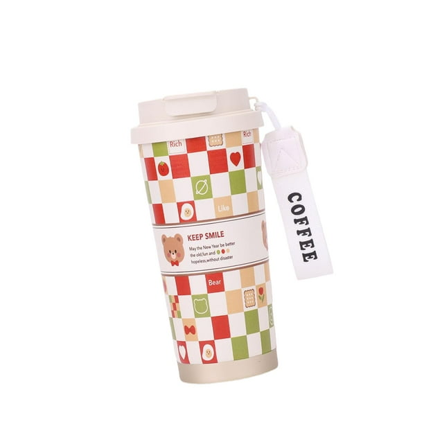Botella de agua aislada, vaso de café de acero inoxidable, taza de café de viaje con tapa, linda taza de café, vajilla reutilizable, adecuada para año