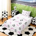 thumbnail image 3 of Erosebridal Pink Bowtie Soccer Twin Sheet Sets, Cute Sport Bedding for Girls and Boys, 3-Piece, 1 Flat Sheet, 1 Fitted Sheet and 1 Pillowcase, 3 of 6