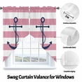 thumbnail image 3 of Pink Stripes Swag Valances for Windows 2 Pack Anchor Nautical Geometric Swag Kitchen Curtains 36 Inches Long Rod Pocket Short Window Treatment for Kitchen Bathroom 36"x36", 3 of 8
