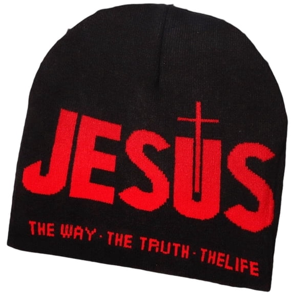 vlrwzc JESUS Letter Beanie Christian Knitted Hat Embroidered Skull Cap for Women Men Outdoor Camping Skiing Head Accessory