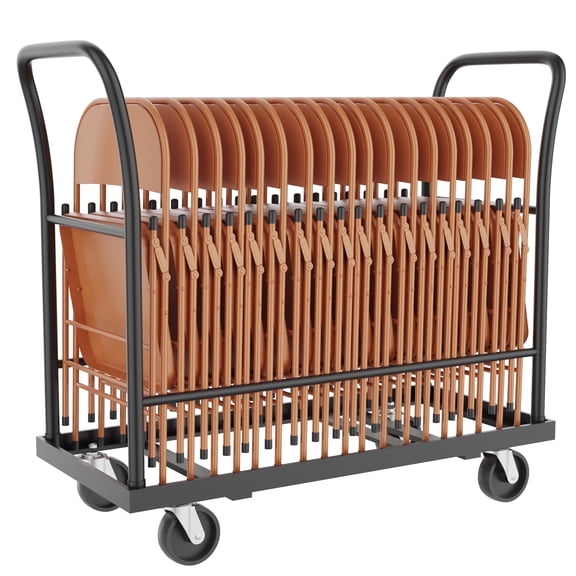 Commercial Folding Chair Cart with Locking Wheels - Heavy-Duty Metal Material Handling Dolly Holds 25 Chairs, 300lb Load Rating for Events & Venues
