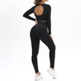 thumbnail image 5 of Jinhomg Women's 2 Piece Lounge Sets Casual Comfy Long Sleeve Seamless Knit Tops and Elastic Waist Pants Trendy Solid Gym Bodycon Outfits Black L, 5 of 7