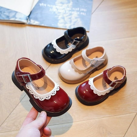 

Kids Girls Dress Shoes Mary Janes Vintage Pearls Little Girl s PU Leather Princess Shoes School Kids Flats Shoes