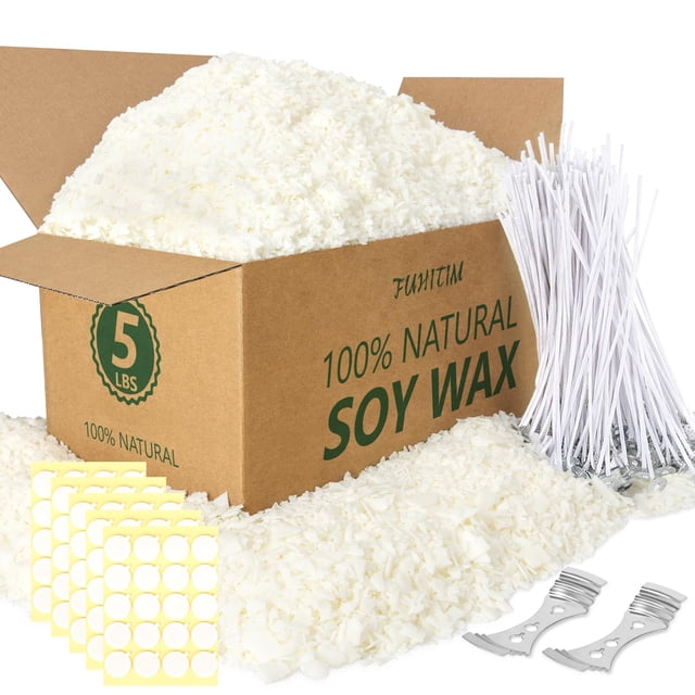 Cera de soja para hacer velas FUHITIM, bolsa de 2,27 kg con kit