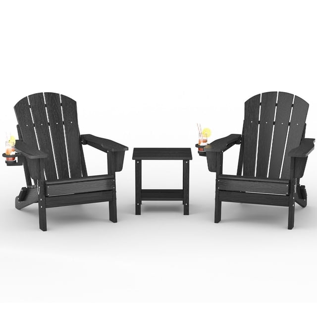 Chaise Adirondack Pliante – Chaise de Patio Extérieure en HDPE Résistante aux Intempéries avec Texture Grain de Bois
