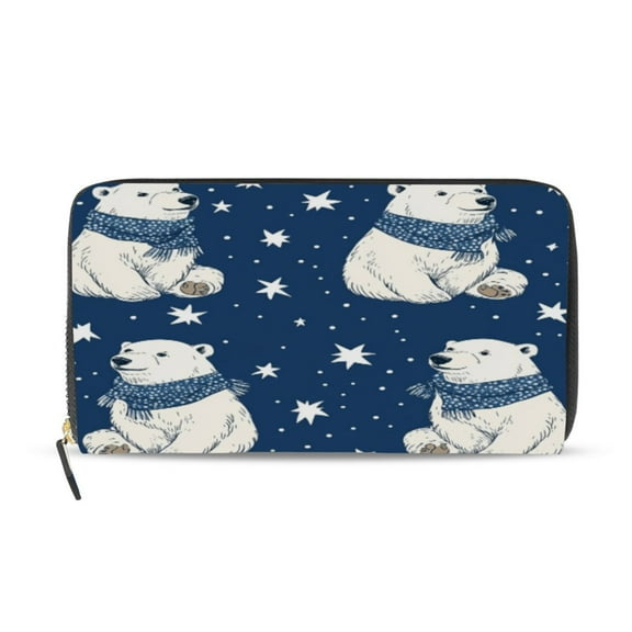 Qxltty Cute Polar Bears Pattern Women's Leather Wallet Fashion Retro Multi Card Holder with Cell Phone Pocket Mothers Day Gifts