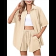 thumbnail image 2 of Conjunto de Chándal de 2 Piezas para Mujer, de Verano, con Top de Corta y Pantalones Cortos. Color Albaricoque M, 2 of 9