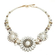 Amrita Singh Vivienne Brass Statement Necklace with Pearl and Crystal Accents