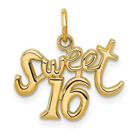 Auriga Fine Jewelry 14K Yellow Gold Sweet 16 Charm Pendant for Women (L-17mm, W-17mm)