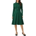 thumbnail image 2 of INSPIRE CHIC Women's Wear to Work Tie Neck Knit Long Sleeve Midi Dress L Green, 2 of 5