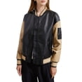 thumbnail image 1 of xiaxaixu Women Baseball Jacket, Long Sleeve Baseball Collar Zipper Closure Patchwork Varsity Jacket Fall Clothes with Pockets, 1 of 6