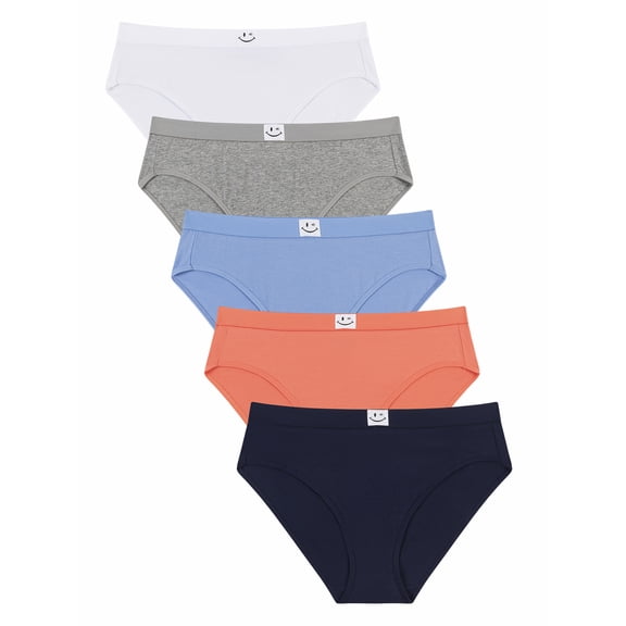 Joe Boxer Women's Cotton Spandex Hi-Cut Brief Panty Underwear with Iconic Winky Logo, 5-pack, Sizes S- XXXL