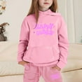 thumbnail image 2 of Toddler Fall Outfits Girls 2Pc Sweatsuits Happy Print Pullover Hoodie Tops Sweatpants Tracksuit Toddler Girls Clothes Pink 4 Years-5 Years, 2 of 4