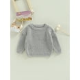 thumbnail image 2 of Bagilaanoe Toddler Baby Girl Boy Knitted Sweater Long Sleeve Pullover 6M 12M 18M 24M 3T 4T 5T 6T Kids Warm Jumpers Tops Fall Loose Knitwear, 2 of 8