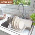 thumbnail image 4 of Extendable Dish Drying Rack, Small Dish Rack, Compact Dish Drainer, Dish Racks for Kitchen Counter, Stainless Steel Dish Drying Rack with Removable Cutlery Holder, Grey, 4 of 6