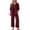 Wine, variant on Mercatoo Cotton Linen Sets for Girls 2 Piece Button Blouse 𝐃ressy Tops and Wide Leg Pants Summer Shirts Teens Casual Beach Clothes