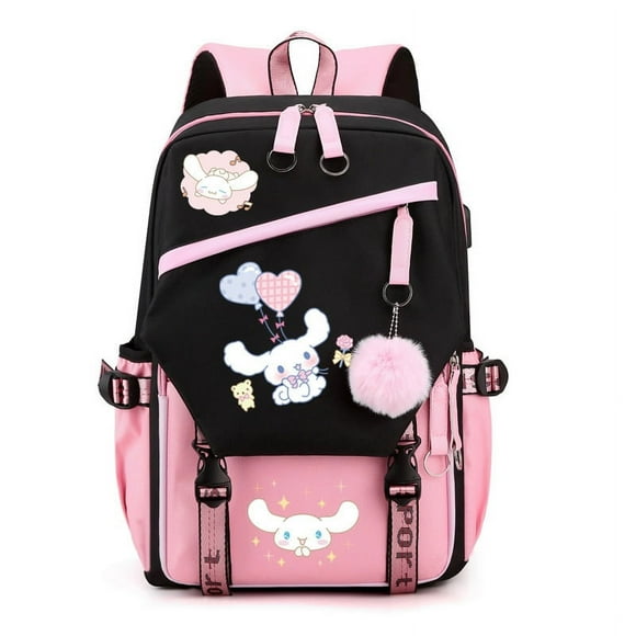 Kuromi Sac à Dos Motif, Sac d'École Kawaii Élégant, Sac à Dos Colorblock pour Femmes, Grande Capacité Pliable Extérieur