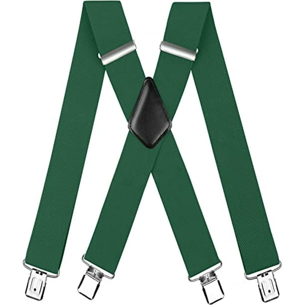 HL Mens Suspenders XBack 2" Wide Adjustable Solid Straight Heavy Duty