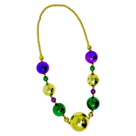 4E's Novelty Jumbo Mardi Gras Bead Necklace Purple Gold Green for Adult
