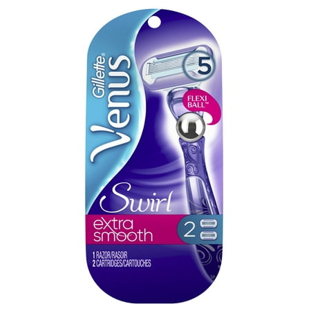 Gillette Venus Extra Smooth Swirl Women's Razor - 1 Handle + 2 (Best Razor For Shaving Testicles)