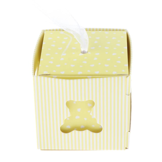 Cajas de Dulces Precioso Oso Yotijar Amarillo 50 Piezas Cajas de dulces cuadradas con recorte de oso
