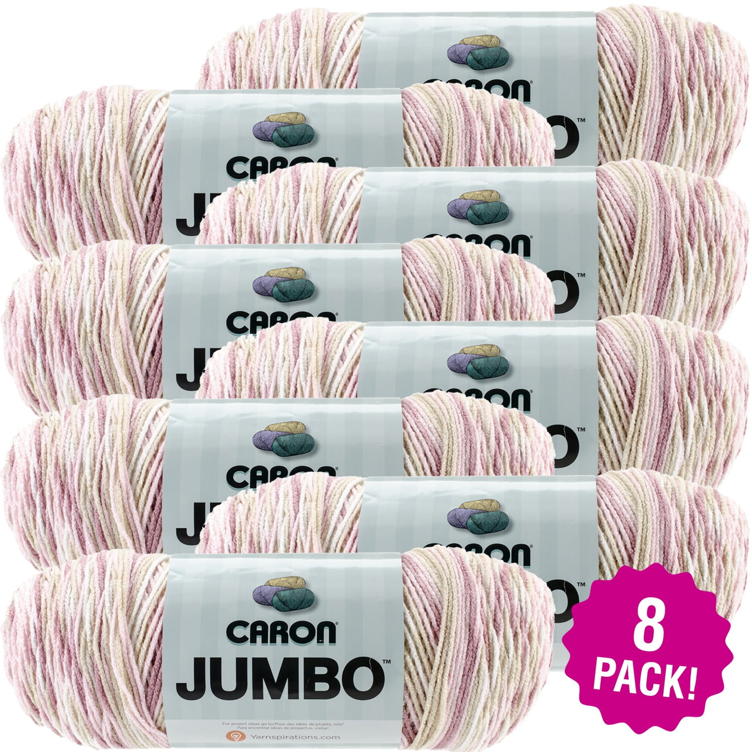 Caron Jumbo Print Yarn Rosewood, Multipack of 8