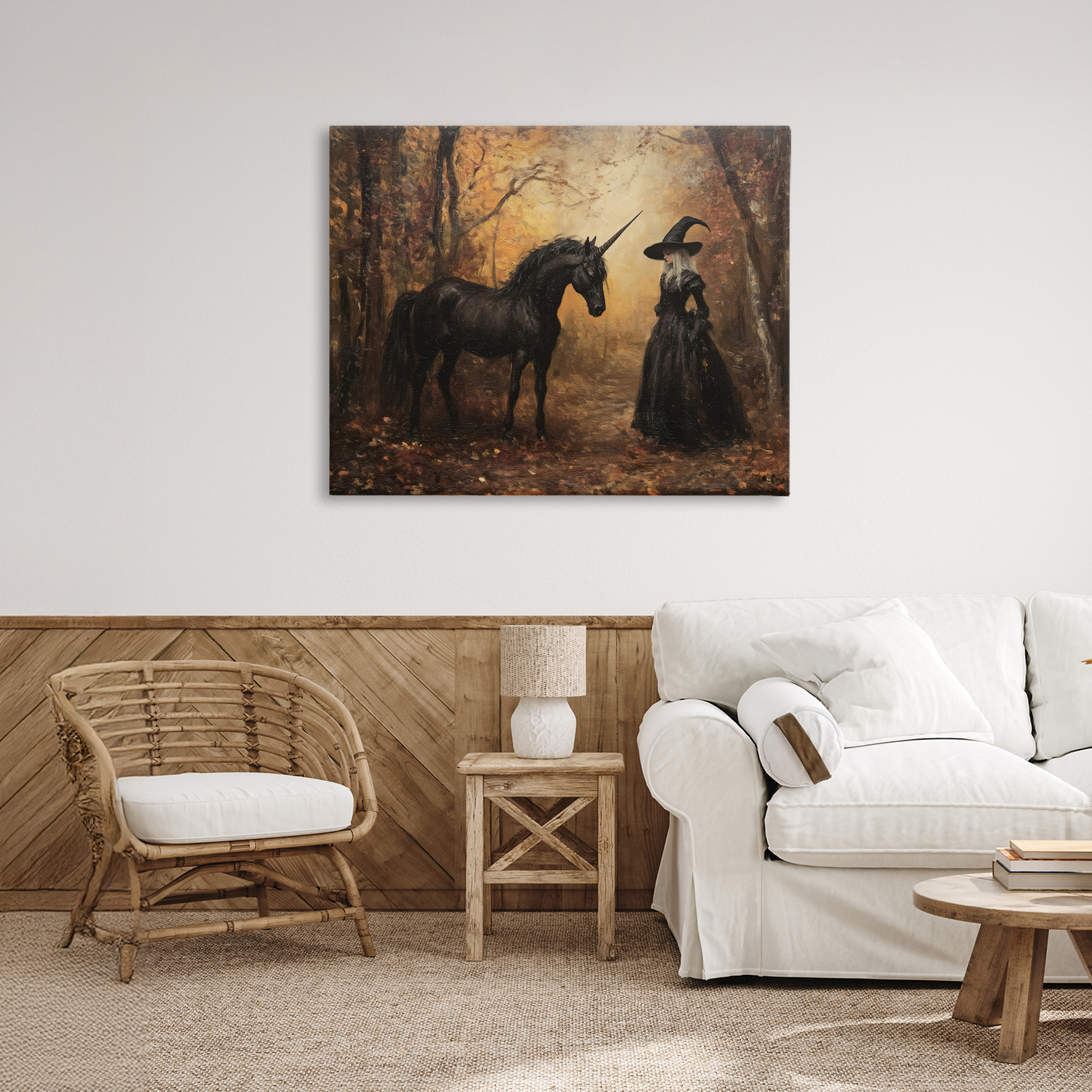 Witch & Black Unicorn Canvas Wall Art, design by Arlington Prints