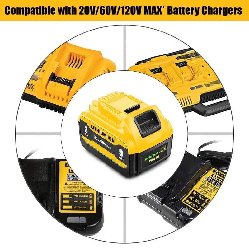 High-Capacity 9.0Ah Lithium-Ion Battery for Dewalt - 20V 60 Volts 9.0Ah Battery