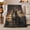 Black Dog Sunset, variant on Majestic Black Dog Stormy Sky, Festive Pet Portrait Pattern, Warm Flannel Blanket for Living Room and Bedroom with Detailed Artwork, Dog Lovers Christmas Gift, Pet Lover Home Decor
