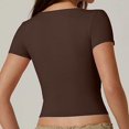 thumbnail image 3 of Baywell Women's Double-Lined Button-up Slim-Fit Crop Short Sleeve Sexy Top S-XL, 3 of 6