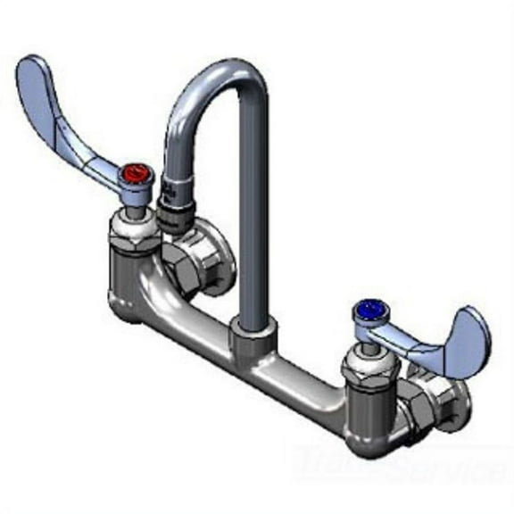 T&S BRASS B-2443-F1-CR-SC 8 WALL MOUNT FAUCET, CV CERAMAS, RIGID GOOSENECK, 1.0 GPM AERATOR,