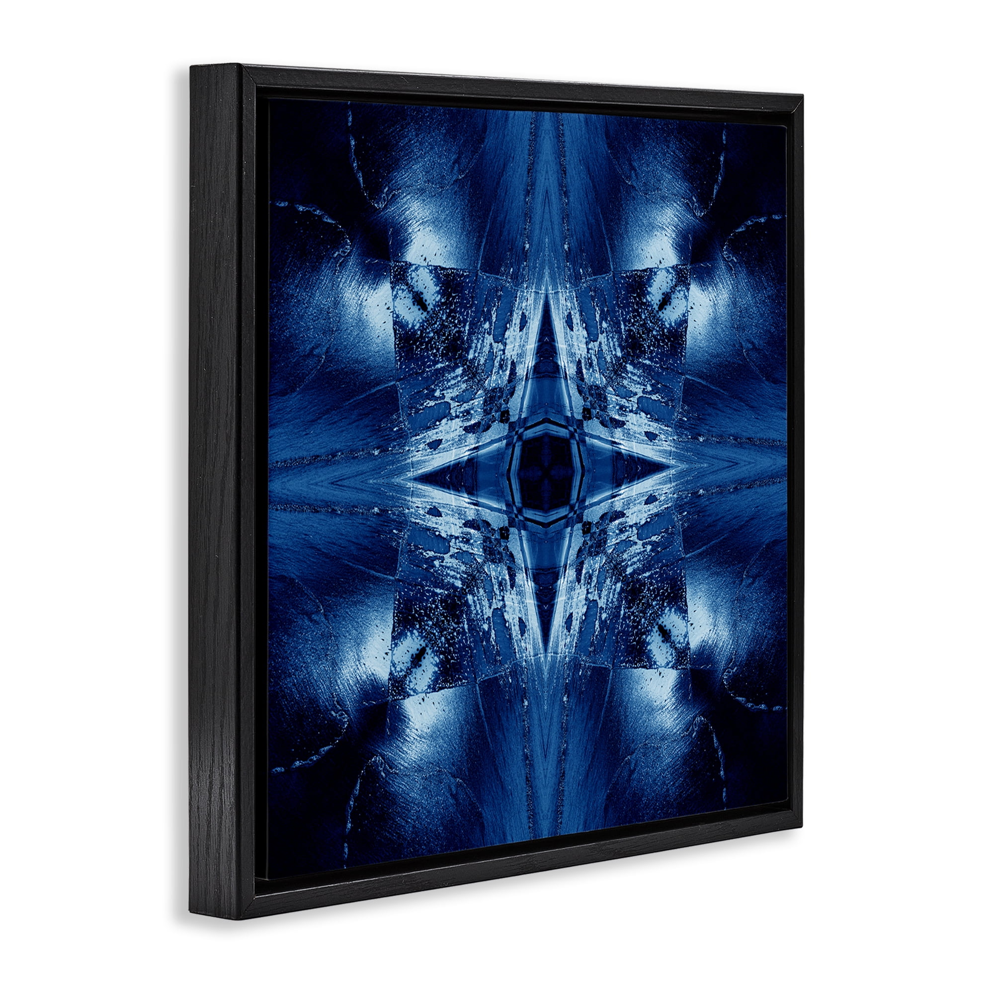 Stupell Industries Dark Mirrored Mosaic Abstract Painting Black Floater Framed Canvas Art Print Wall Art, 18 x 18