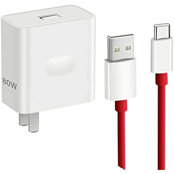 Original Super vooc 80W [11V/7.3A] for OnePlus11 11pro 10pro, Warp Charger 65w for 9Pro 9R 9 8T with 6.6ft USB A-to-C Warp Charging Cable