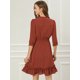 thumbnail image 5 of Vestido Corto De Gasa Con Dobladillo Con Volantes Y Manga 3/4 Allegra K Caramelo L, 5 of 6