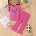 thumbnail image 2 of HCNTES Children Girl 2 Piece Outfit T-Shirt + Loose Pants Spring Summer Kids Girls Casual Dailywear School Clothing Set Size 3T 4T 5T 6T 7T(F02-Hot Pink,7-8 Years), 2 of 4