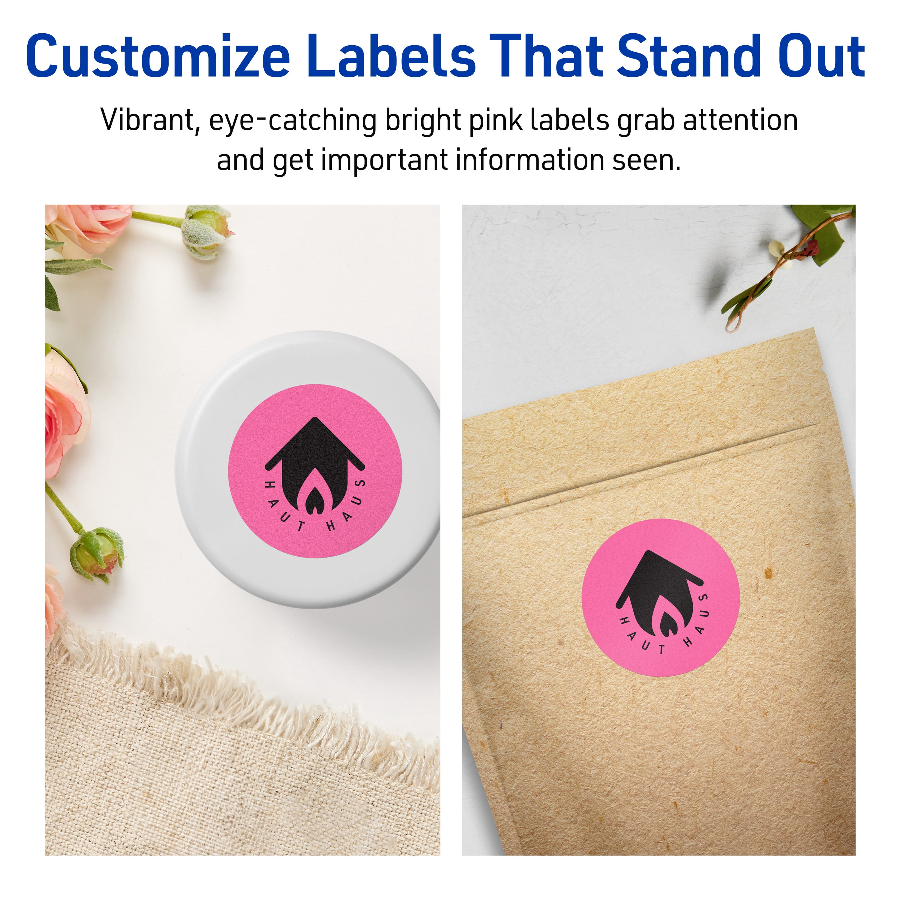 Avery Printable Round Labels, Bright Pink, 1.5" Diameter, 800ct