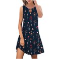 thumbnail image 1 of Mefallenssiah Femmes Sans Manches Col Rond Robe Femmes Mode Imprimé Décontracté Col Rond Sans Manches Robe Longue, 1 of 4